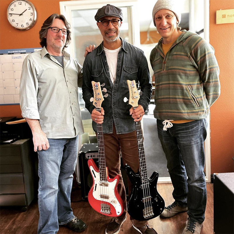 Carey and Mo with bass player and his basses