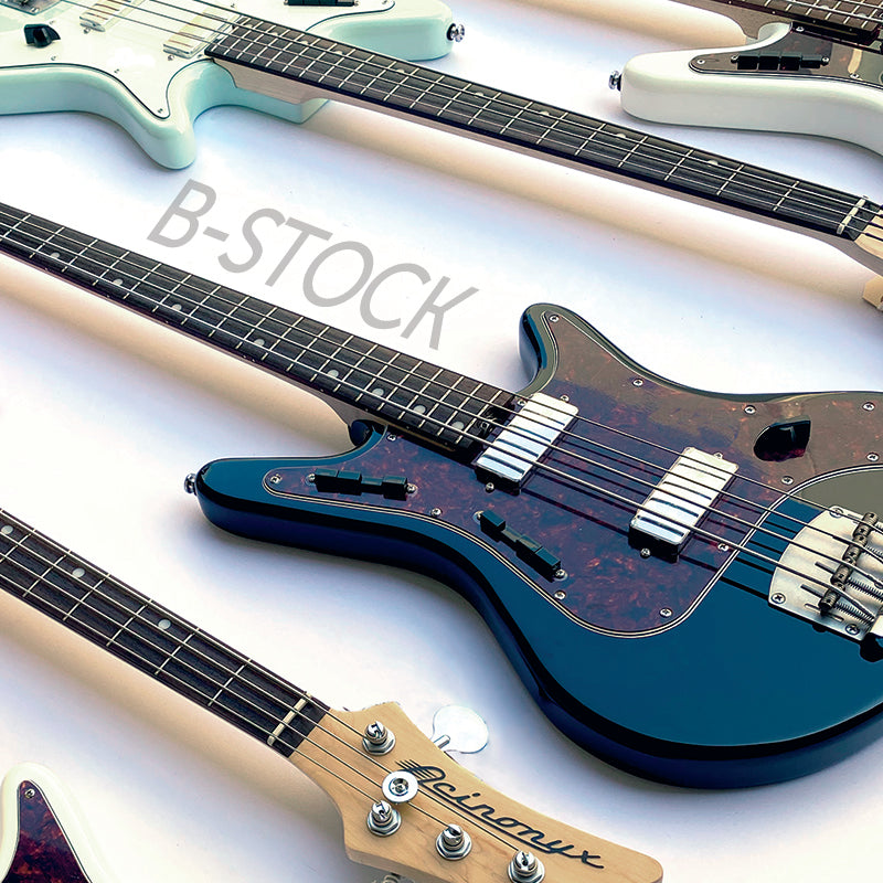 View of several Nordstrand Cat Basses next to each other