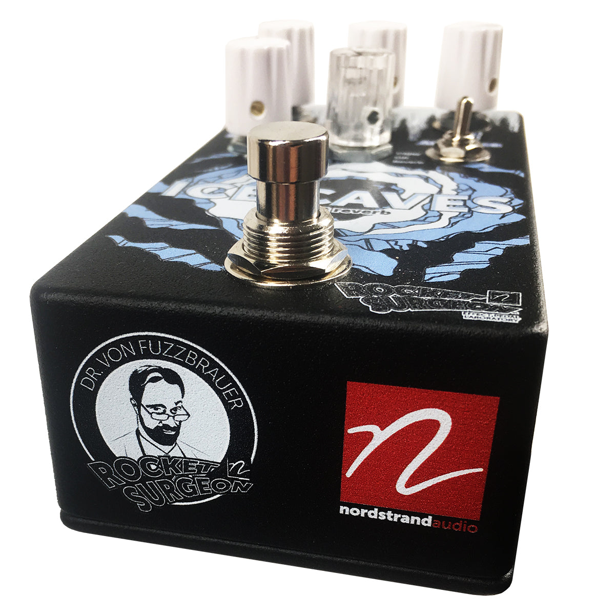 End view of Nordstrand Rocket Surgeon Ice Caves Guitar Pedal