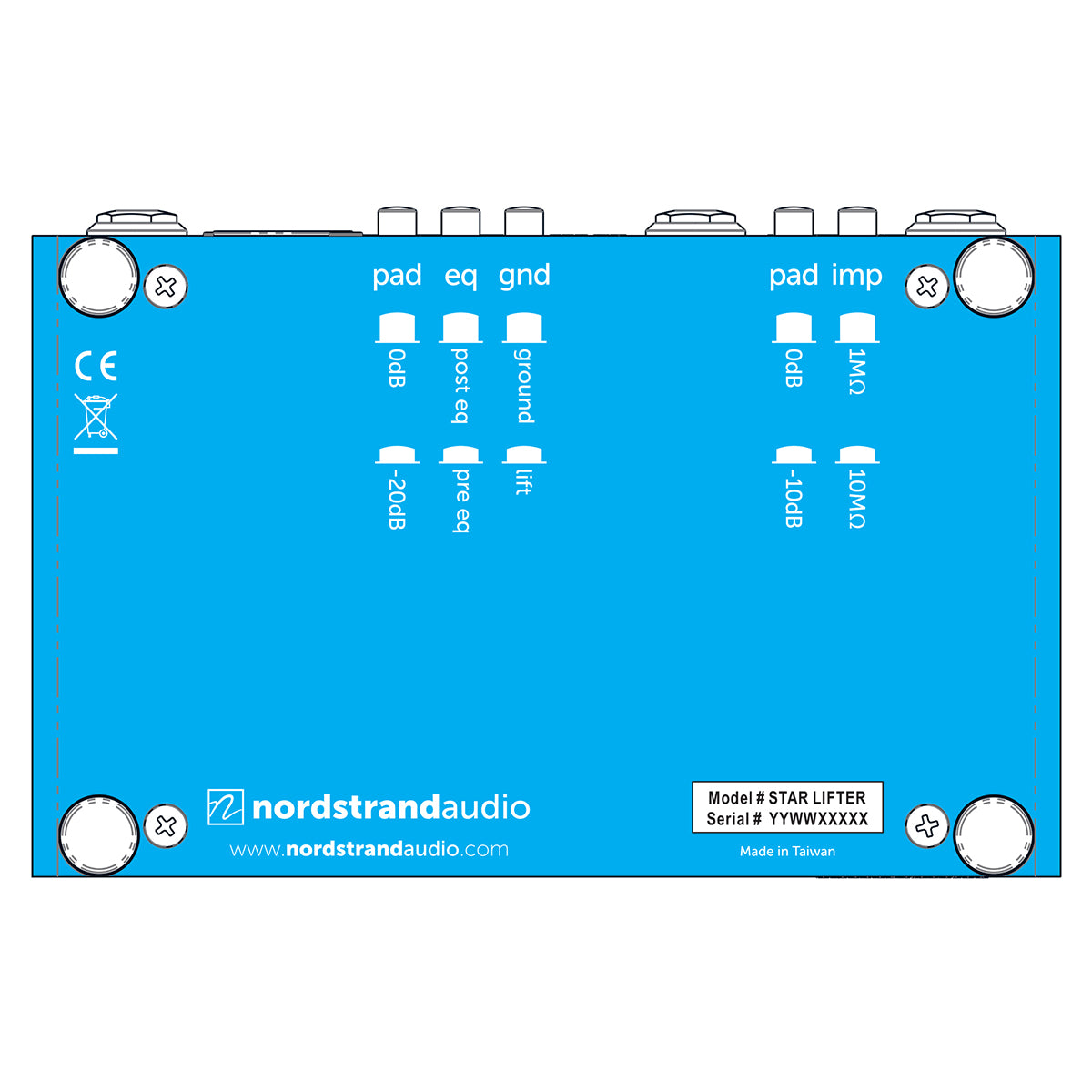 Knob diagram for Nordstrand Rocket Surgeon Starlifter Bass Preamp Pedal