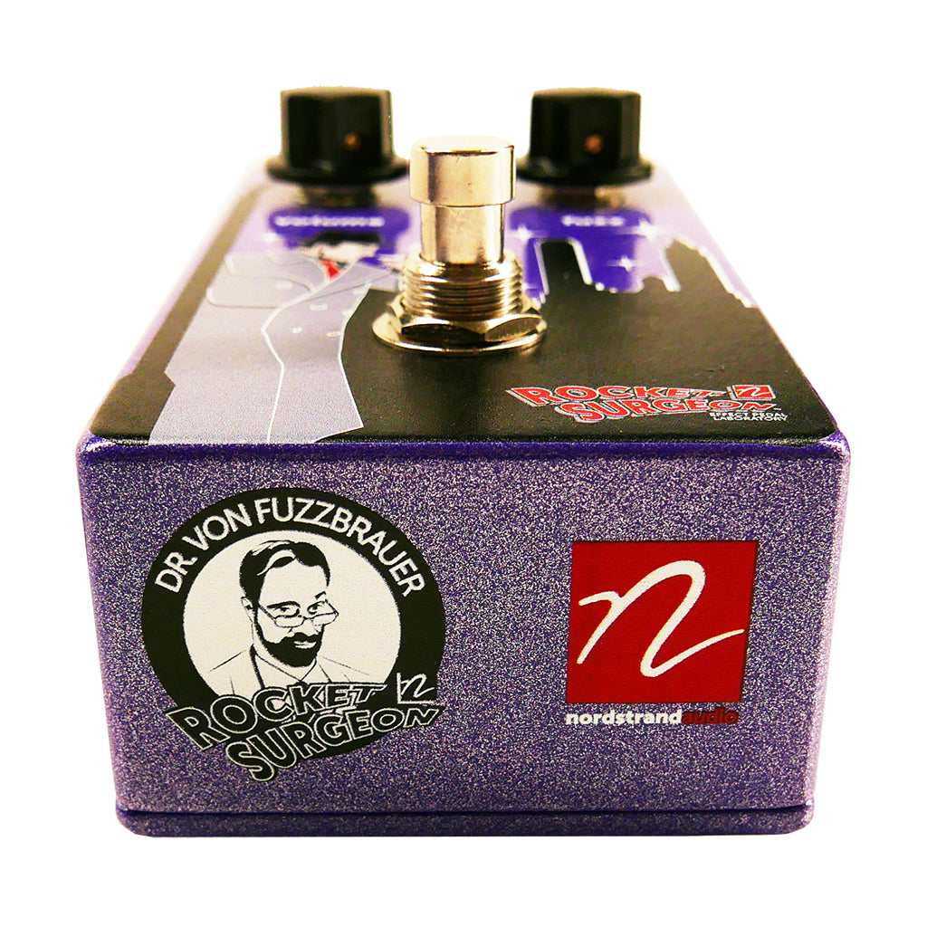 End view of Nordstrand Rocket Surgeon Blackhat Fuzz Effect Guitar Pedal
