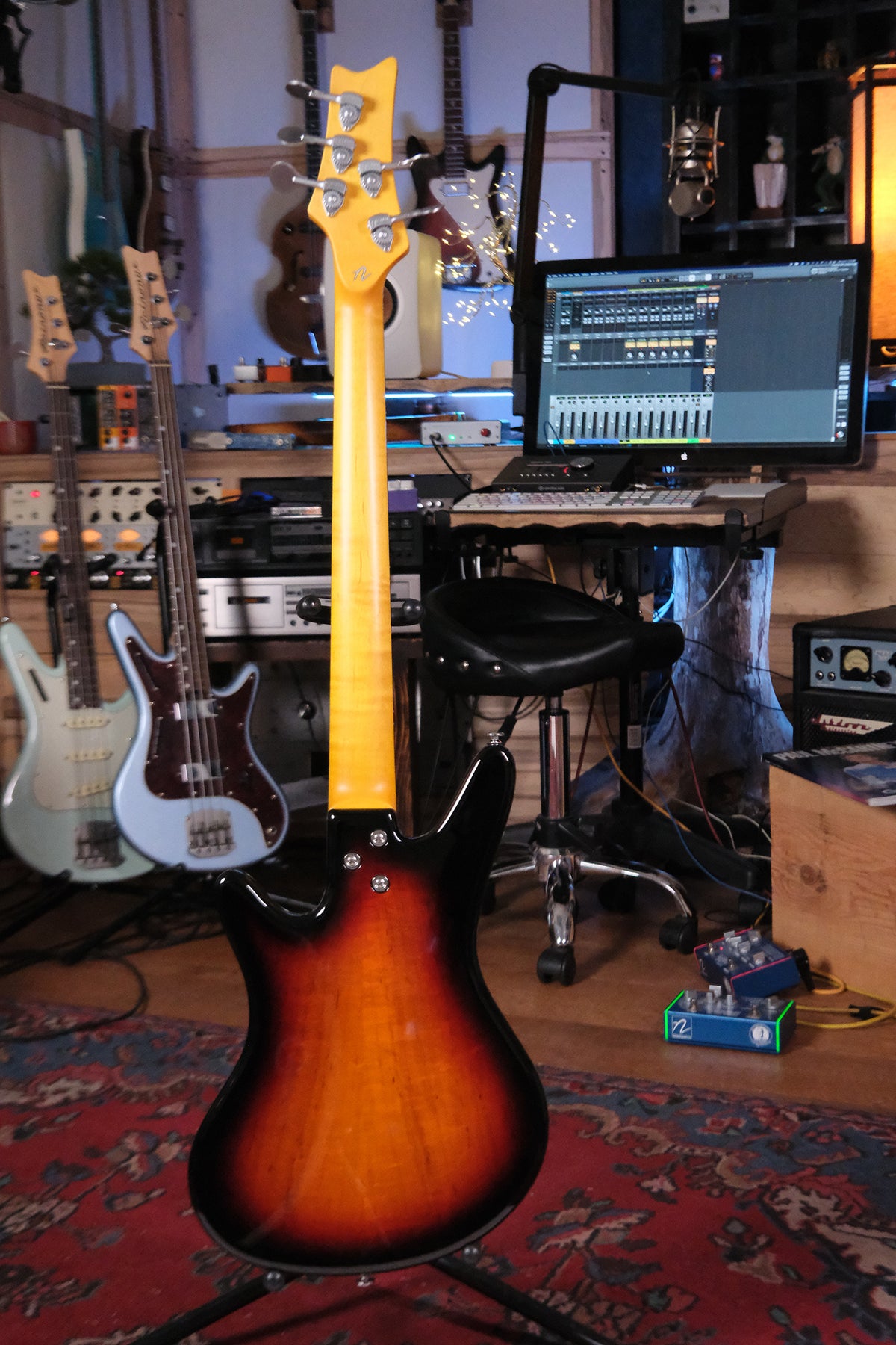 back full shot of the Acinonyx V - Faded 3-Tone Sunburst bass guitar