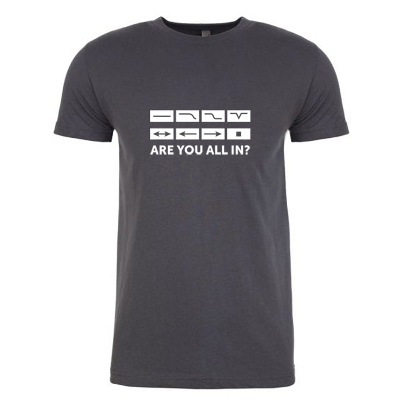 Front view of Nordstrand T-Shirt with saying &quot;Are you all in?&quot;