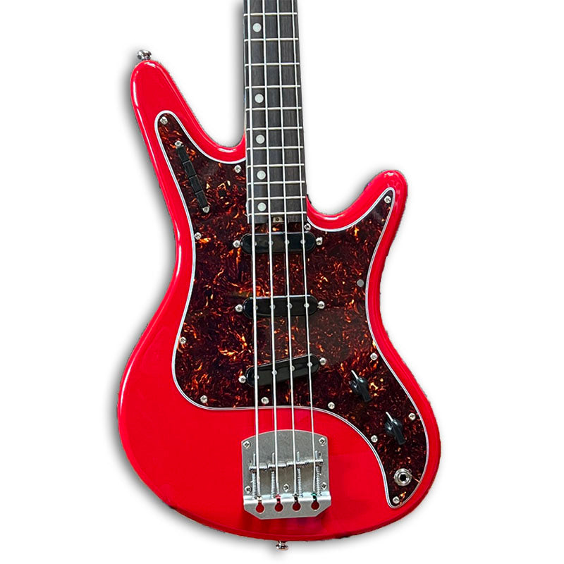 view of Nordstrand Acinonyx V2 in Dakota Red with Tortoise pickguard