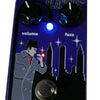 Front view of Nordstrand Rocket Surgeon Blackhat Fuzz Effect Guitar Pedal with lights on