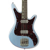Front view of Nordstrand Acinonyx Bass V1 in Lake Placid Blue with Tortoise Pickguard