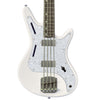 Front view of Nordstrand Acinonyx Bass V1 in Olympic White with Pearl Pickguard