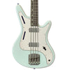 Front view of Nordstrand Acinonyx Bass V1 in Surf Green with Parchment Pickguard
