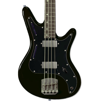 Front view of Nordstrand Acinonyx Bass V1 in Black with Black Pickguard