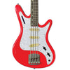 Front view of Nordstrand Acinonyx Bass V2 in Dakota Red with Pearl Pickguard