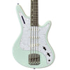 Front view of Nordstrand Acinonyx Bass V2 in Surf Green with Pearl Pickguard